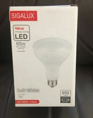4 SIGALUX  65W Equivalent Soft White BR30 Dimmable LED Light Bulb - 4 Pack  - Image 1 of 3