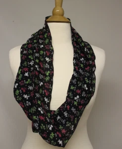 Schwarz Französisch Land Tiere Chiffon durchsichtig Kreis Schal Handarbeit in USA - Bild 1 von 5