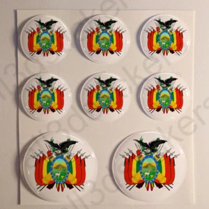 Stickers Bolivia Coat of Arms Gel Domed Resin 3D Bolivia Vinyl Sticker Decals  - Picture 1 of 1