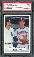 1975 SSPC Baseball #593 Catfish Hunter & Nolan Ryan-checklist PSA 9