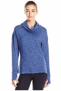 Danskin Womens French Terry Pullover Sweater Top Shirt (Slate Blue, X-Small)