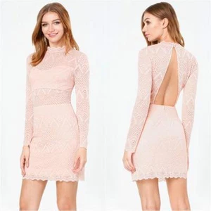 BEBE BLASS BLUSH RAQUEL SPITZE OFFENER RÜCKEN KLEID NEU MIT ETIKETT NEU $ 139 SMALL S 6 - Bild 1 von 5