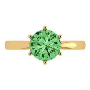 2 tcw Round Cut Engagement Ring for Women, 14K Yellow Gold Green Promise Ring - Picture 1 of 11