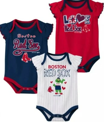MLB Bebé Niñas 3pk Flutter Manga Corta Body TALLA 0-3 M NUEVO CON ETIQUETAS Boston Red Sox Foto 1 de 4