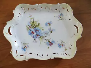 Antigua bandeja de tocador de porcelana Forget Me Not Flores Brunswick Alemania - Imagen 1 de 9