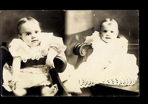 Postkarte 2 Babys, RPPC Echtbild (P-1-O) - Bild 1 von 2