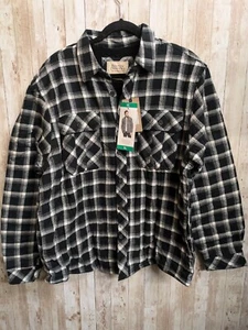 Boston Traders Fleece Lined Sherpa Men's Flannel Shirt Jacket Black Plaid NWT! - Picture 1 of 3