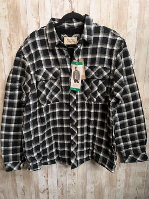 Boston Traders Fleece Lined Sherpa Men's Flannel Shirt Jacket Black Plaid NWT! - Image 1 of 3