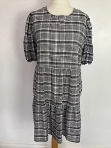 Brandneu mit Etikett Peacocks schwarz & weiß kariert kariert Baumwolle Mix knielang Kleid Größe 18 - Bild 1 von 6