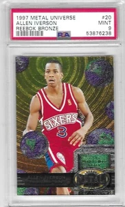 ALLEN IVERSON 1997-98 Metal Universe Reebok Bronze (SIXERS MVP) #20 PSA Mint 9! - Picture 1 of 2