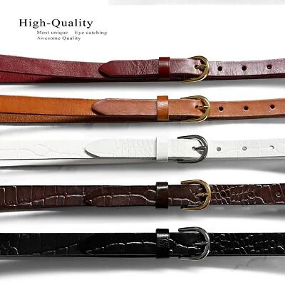 Women's Skinny Belts 100% One Piece Full Grain Genuine Leather Belt 3/4" wide - Image 1 of 4