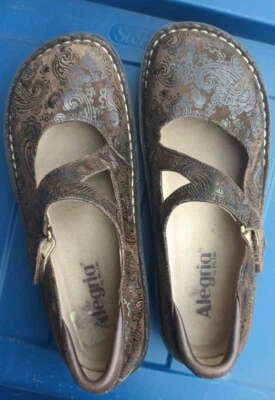 Sandalias Alegria Marrón Paisley JIL 562 Mary Jane Talla 38 EE. UU. 8-8,5 Zapatos  Foto 1 de 4