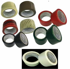 ✅ Klebeband Packband Transparent Braun Grün Rot Weiß Schwarz Vorsicht-Glas 66m - Bild 1 von 8