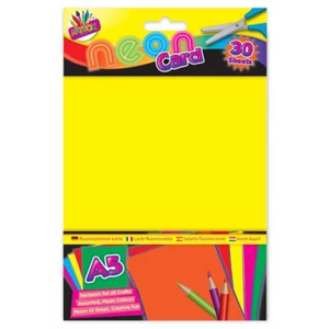 30 SHEETS A5 NEON CARD Multi Coloured Fluorescent Smooth Poster Craft,Kids Card - Picture 1 of 2