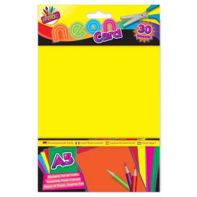 30 FOGLI A5 NEON CARD Multicolore Fluorescente Liscio Poster Artigianale,Carta Bambini