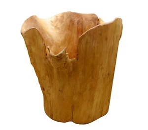 Vintage Signed CON Hand Carved Large Wooden Vase Birdseye Maple Burl Bucket Can - Picture 1 of 10