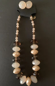 Charles Klein Brown Nude Necklace And Earring Set 21" NEW G1 SB-7 - Picture 1 of 6