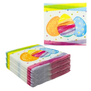 Easter Eggs Disposable Paper Beverage Cocktail Napkins – 32 Count - Picture 1 of 5