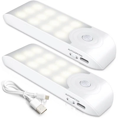 Nachtlicht mit Bewegungsmelder, 2 Stück 24LED Aufladbar USB Schranklicht mit ... - Bild 1 von 4