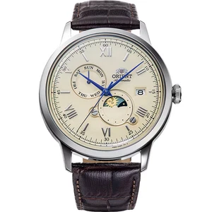 Orient RN-AK0803Y Bambino Sun & Moon Automatic Leather Watch Men's Japan Made - Picture 1 of 8