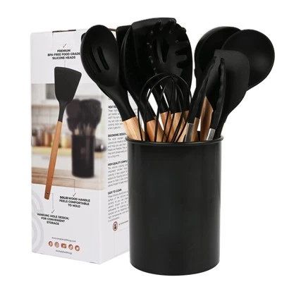 Juego de utensilios de cocina de silicona premium de 14 piezas herramientas de cocina de grado alimenticio resistentes al calor Foto 1 de 4