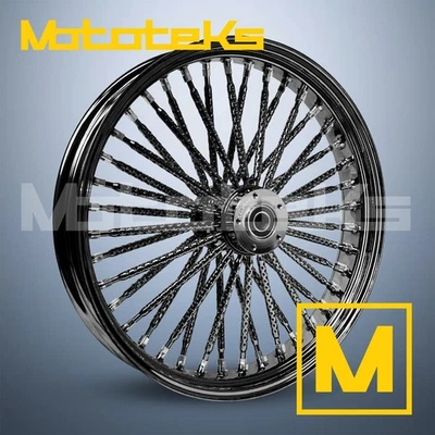 RUEDA 21" 21X3.5 EVO FAT RADIOS 40 INOX PARA HARLEY TOURING LLANTA DELANTERA NEGRA Foto 1 de 4