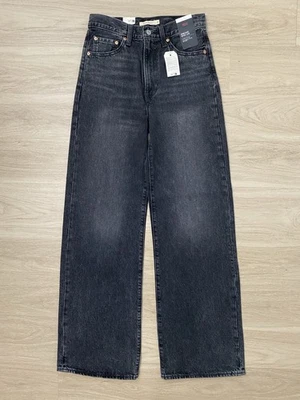 NWT Levi's Ribcage Wide Leg Jeans Women's 27x34 Loose Relaxed Fit Swipe Up Black - Image 1 of 4