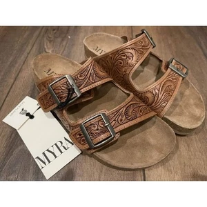 Myra Footo Western Hand-Tooled Sandals (size 8) - Picture 1 of 5