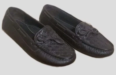 Mocasines Bottega Veneta Cuero Intrecciato Cuero Marrón Oscuro Talla 37 Talla 5 EE. UU. Foto 1 de 4