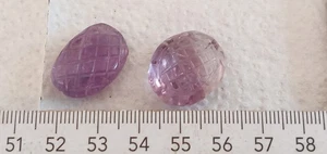 Amethyst Perlen, geschliffen und graviert, Edelstein-Gravur, nicht gebohrt - Bild 1 von 4