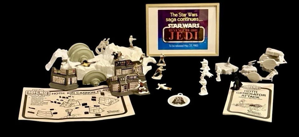1982 Kenner Micro Hoth Lot – Han Tauntaun, Vader, Leia, AT-AT, 14 Figs, ROTJ Ins - Image 1 of 4