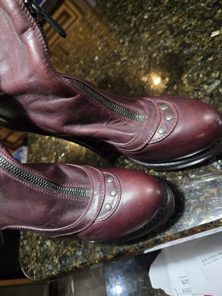 Botas de cuero Bottega Veneta tacón borgoña Foto 1 de 4