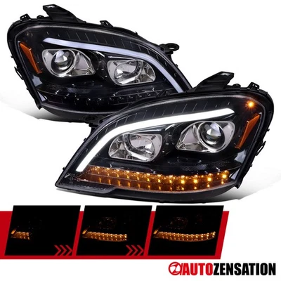 Fit 2009-2011 Benz W164 ML-Class Slick Black Projector Headlights LED Sequential Foto 1 de 4