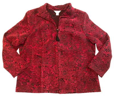 C.J. Banks Red/Black Front Zip Shoulder Pads Blazer Women's Size 1X - Image 1 of 4