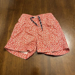 crewcuts by J.Crew Boys Swim Trunks Size 3 Red Floral Drawstring Mesh Lined - Picture 1 of 7