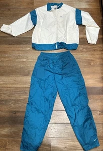 Vintage Y2K Nike Damen XL türkis und weiß Nylon Trainingsanzug Windbreaker Hose - Bild 1 von 7
