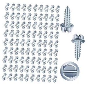 100 tornillos de montaje de matrícula para concesionarios de automóviles #14 x - Picture 1 of 8