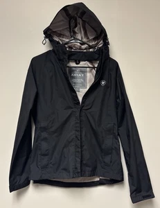 Ariat Tek Women's Black Rain Jacket- Size Medium- Windbreaker Full Zip/Packable - Picture 1 of 9