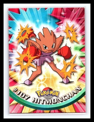 💥 Hitmonchan 1999 Topps Pokemon TV Non Holo Animation Series Blue Logo # 107 - Image 1 of 2
