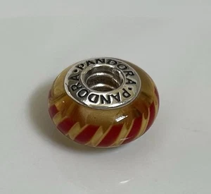 Genuine Pandora Red & Yellow Zig Zag Glass Murano (Old Charm) - Picture 1 of 3