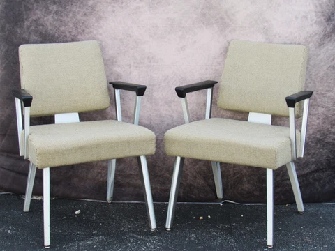PAIR Mid Century Good Form General Fireproofing Co.  Atomic Arm Chairs Cover