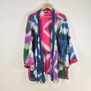 Raser womens silk kimono jacket size 44 aus 16 tie dye long sleeve 091549 - Picture 1 of 10