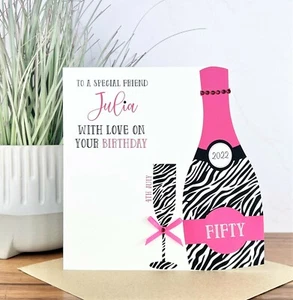 Tarjeta de cumpleaños personalizada hecha a mano 18 21 30 40 50 madre hermana amiga - Imagen 1 de 2