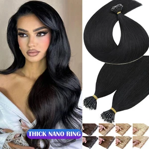 CLEARANCE Nano Ring Tip 100% Remy Human Hair Extensions Micro Loop Bead Black US - Picture 1 of 45