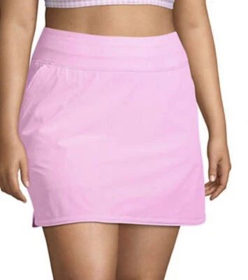 Lands End Pink Women's Quick Dry Elastic Waist Active Board Skort Swim Skirt - Image 1 of 4