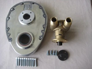 SMALL BLOCK CHEV ALLOY TIMING COVER SUIT CAM DRIVE WATER PUMP SKI / WAKE / RACE - Picture 1 of 3