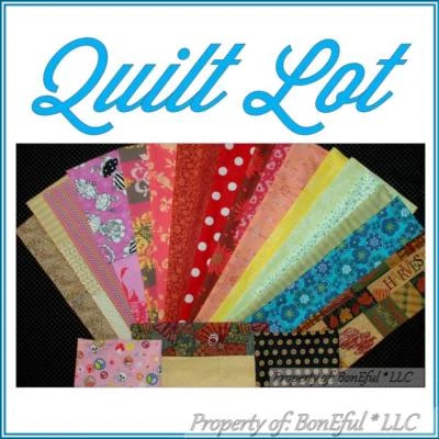 BonEful Fabric 100% COTTON QUILT BOX Scrap NEW Bright Color FQ Dot Stripe Flower - Image 1 of 4