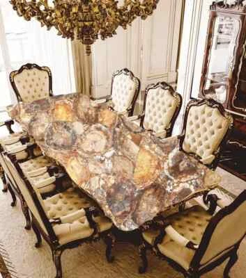 Petrified wood Agate Coffee Table – Luxury Living Room Accent Furniture Home Dec - Image 1 of 4