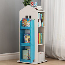 Wooden Kids Bookshelf Children Playroom Storage Rack Toy Organizer Bookcase Blue