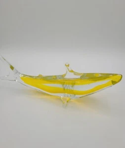 Pilgrim Glass Yellow Mario Sandon Shark RARE Signed 12.5" Figurine Sculpture ๐ฆ - Picture 1 of 13